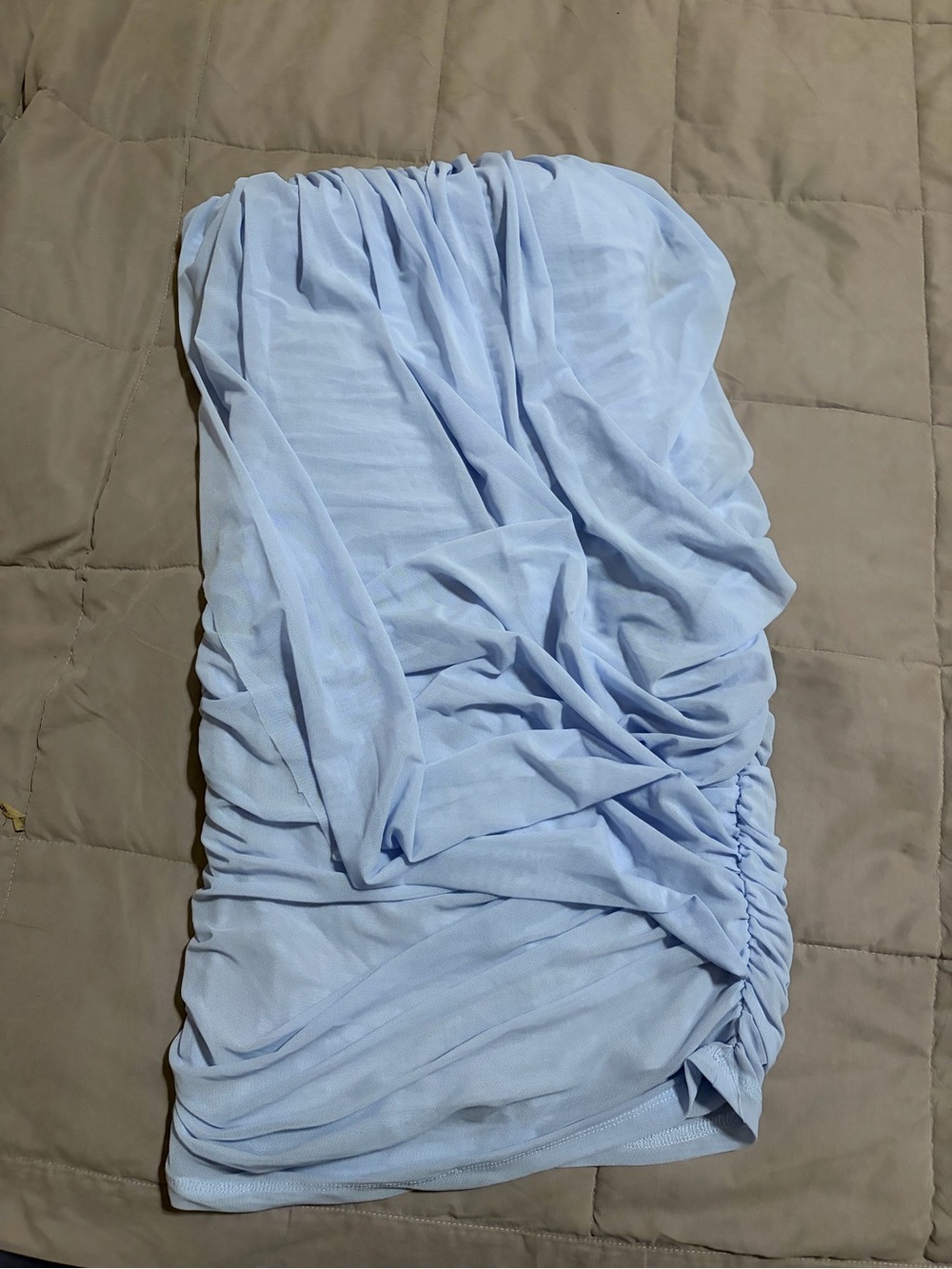 Windsor Light Blue Strapless Ruched Dress